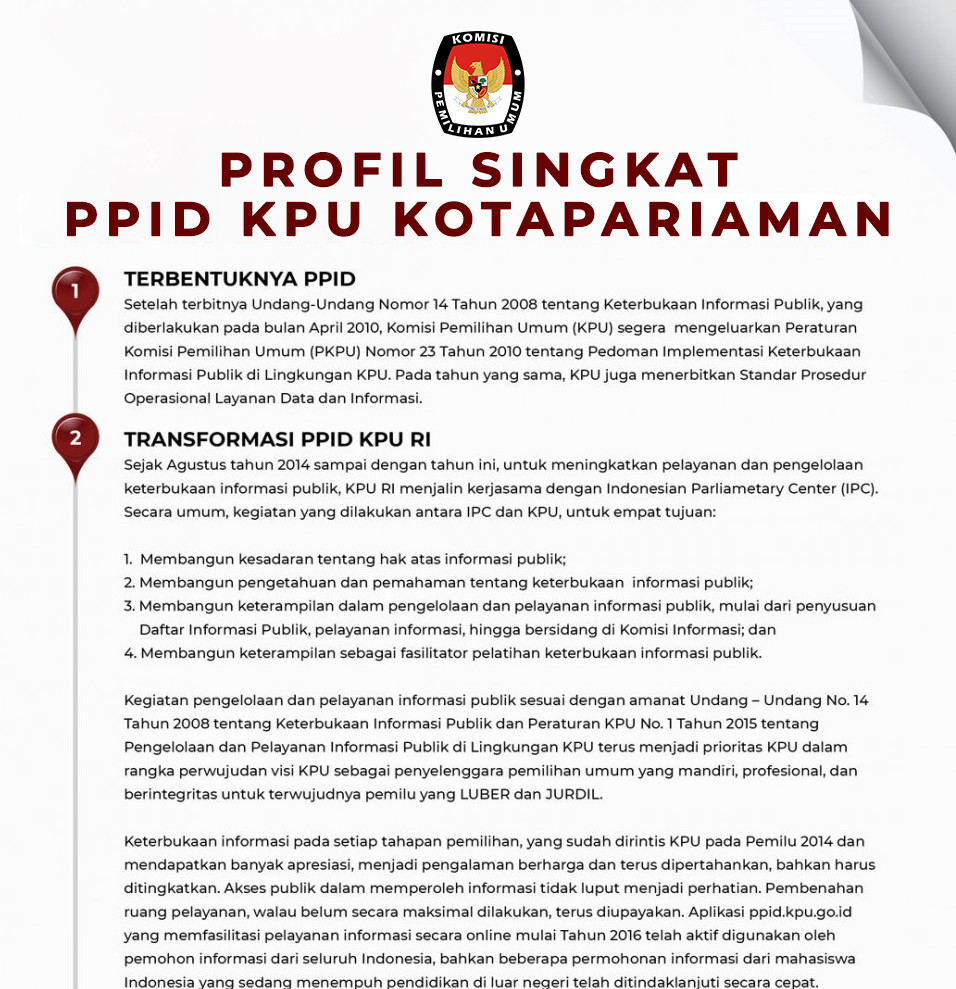PROFIL SINGKAT KPU KOTA PARIAMAN